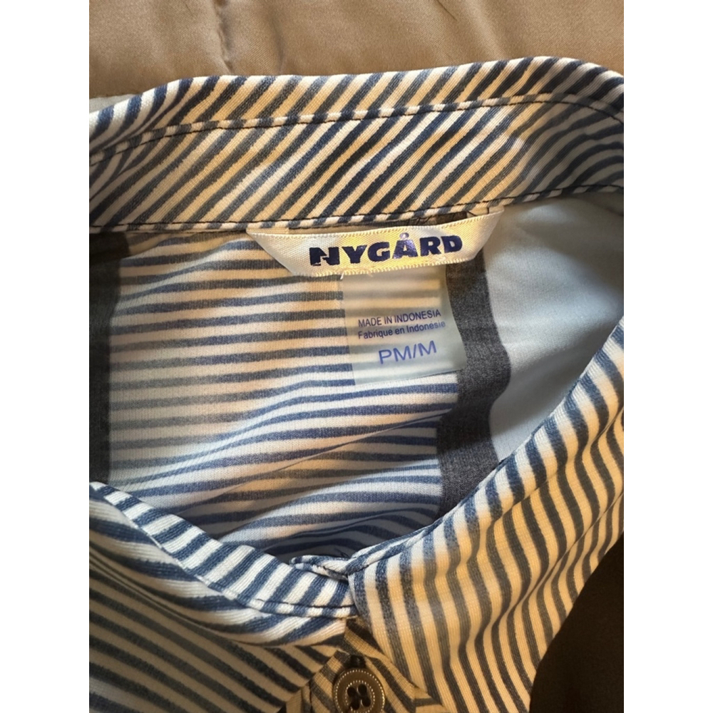 NWT Nygard Striped Tie Front Blouse Black Yellow PM/M - Picture 3 of 5